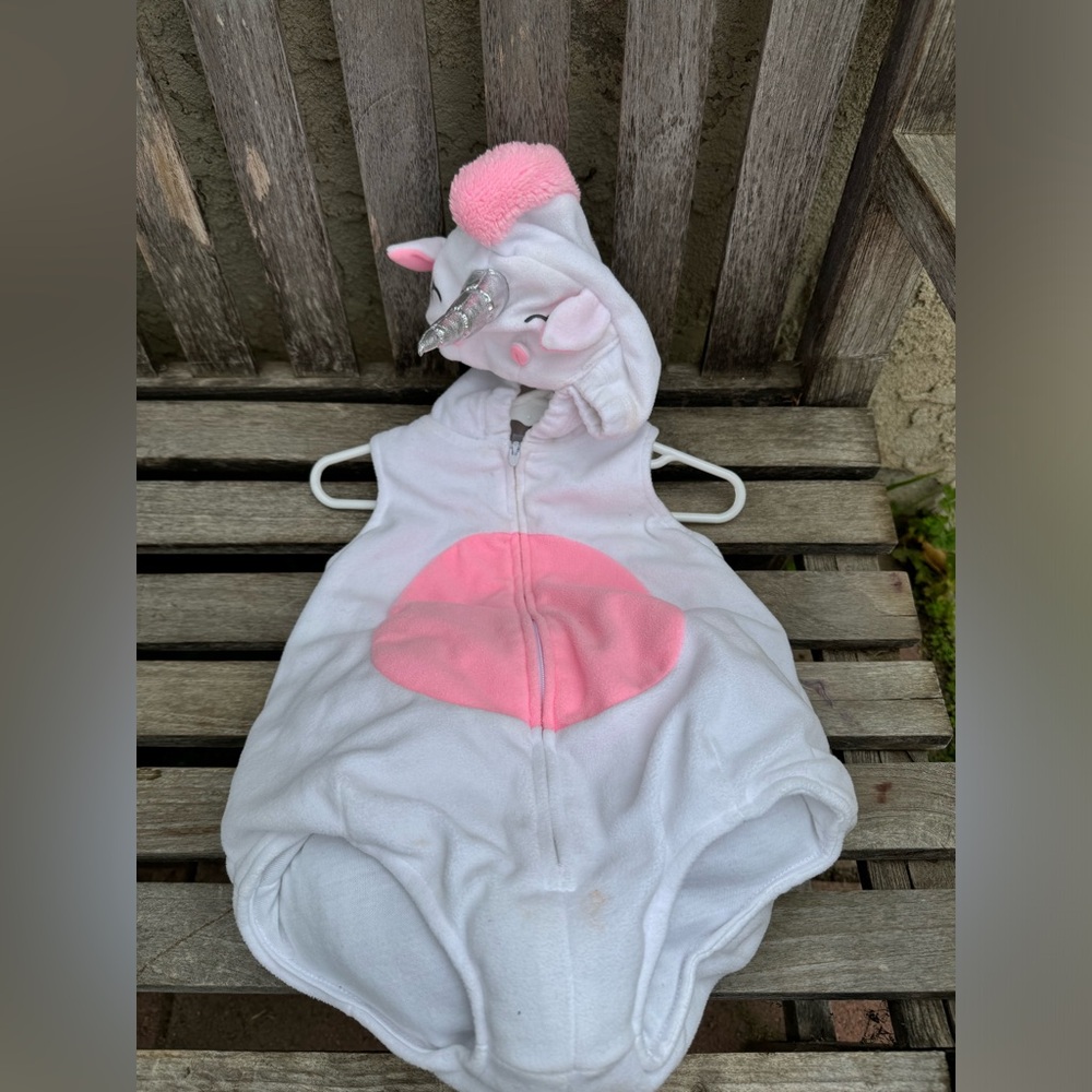 Carters Baby Girls Size 12 Months Halloween Costume Unicorn Plush Fleece Hood